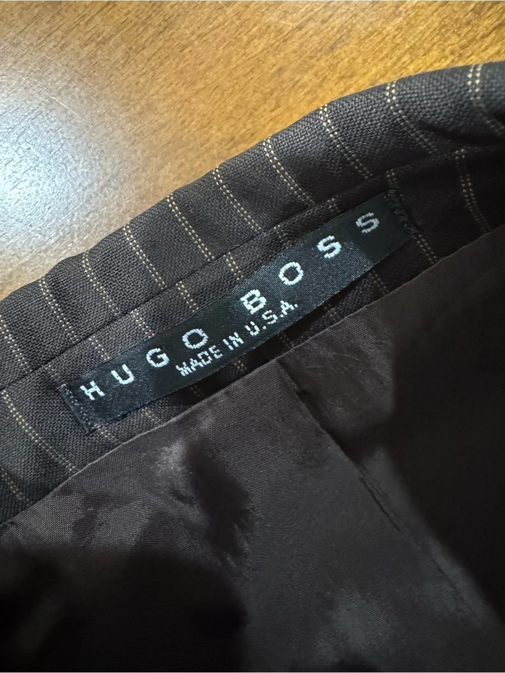 Boss Brown Pinstripe Suit Jacket